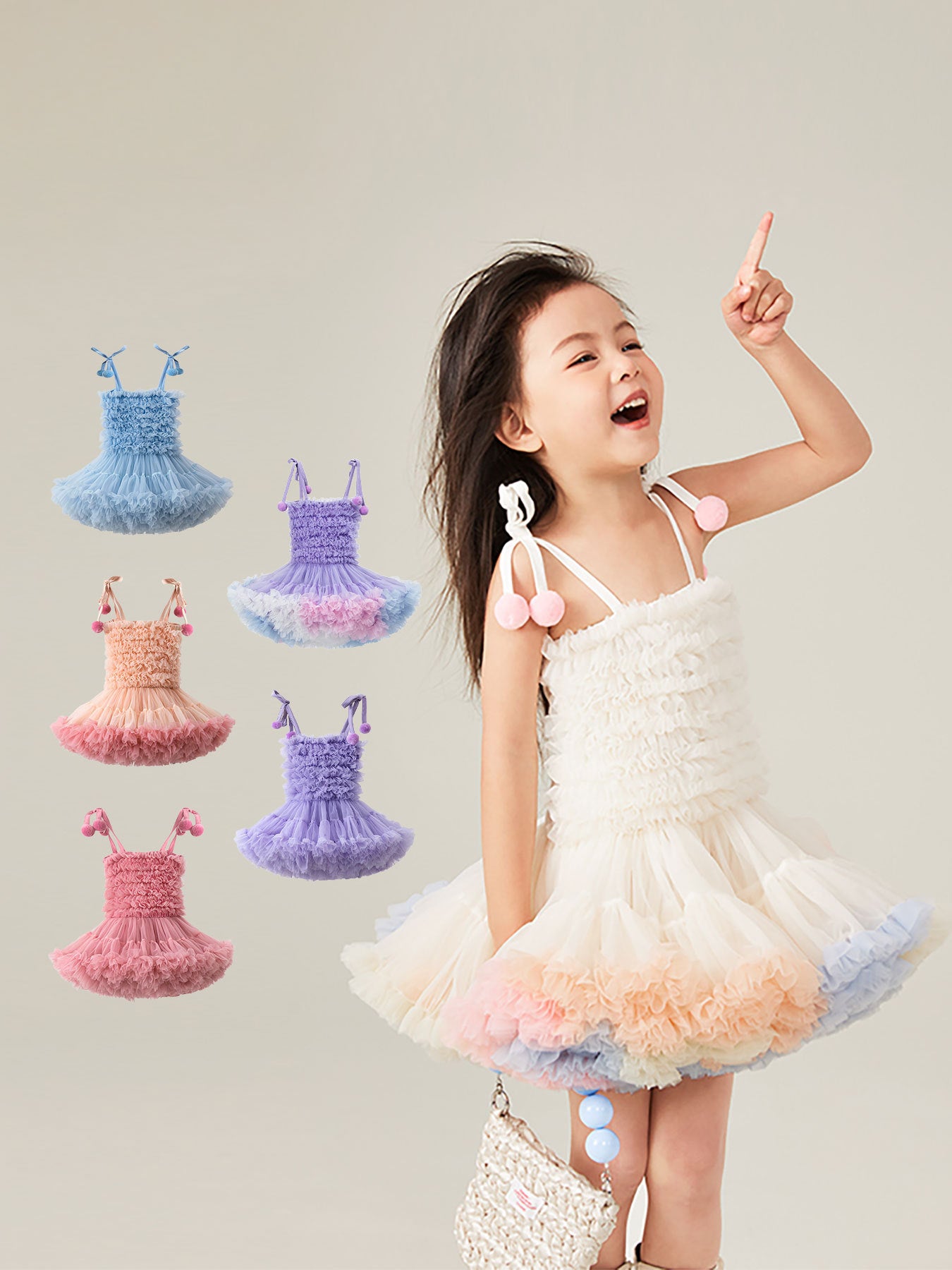 Summer Braces Skirt Christmas Princess Tulle Tutu One Year Old Children's Dress