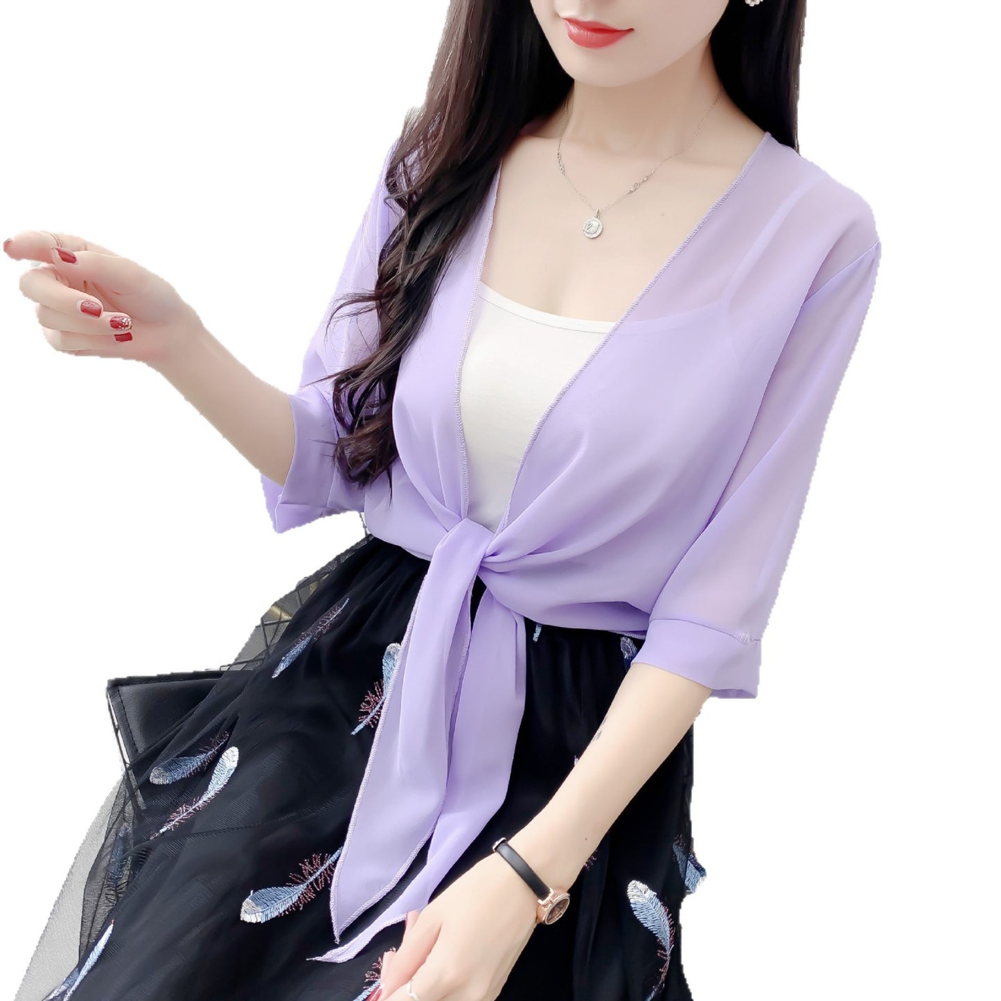 Women's Gentle Sun Protection Shawl Super Durable Lace Shirt, Chiffon Shirt