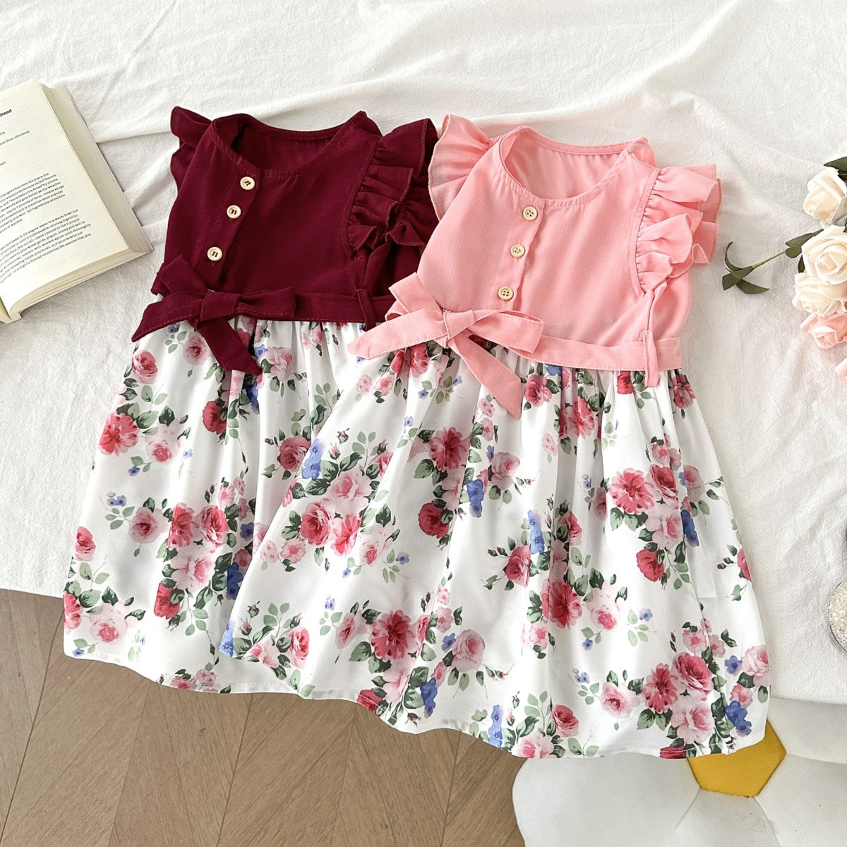 Children's Clothing Summer Style Lace Sleeve Floral Children's Dress