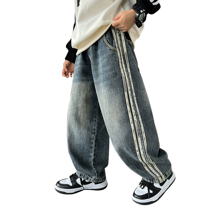 Children's Jeans Casual Straight Middle Big Autumn Clothing Children's Pants
