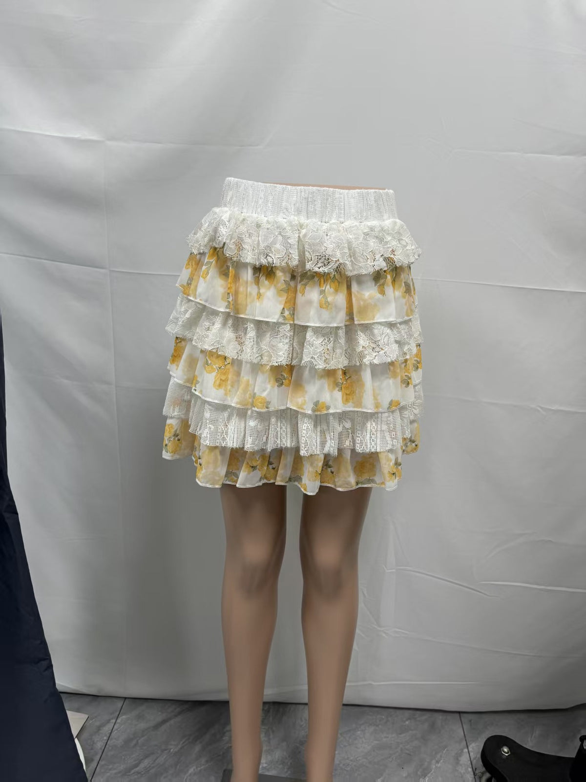 Women's Natural Plant Floral Print Lace Cake Skirt