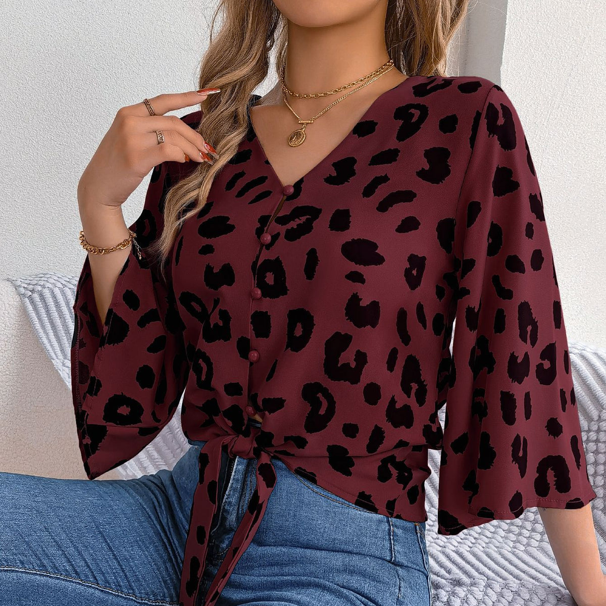 Popular Classy Women's Casual Leopard Print Tops
