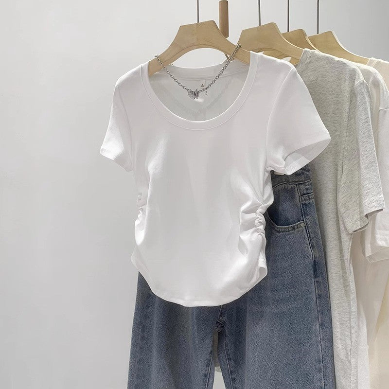 Women's Collar Sleeve Design Sense Waist Slimming Shorts