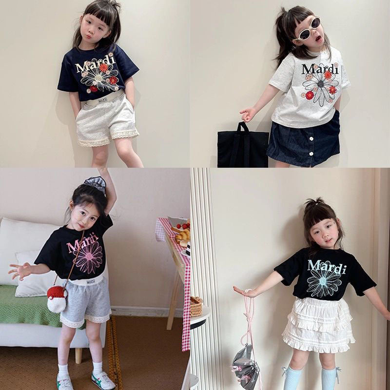 Children's Short-sleeved Western Style Fashion Daisy Blue Super Children's T-shirt