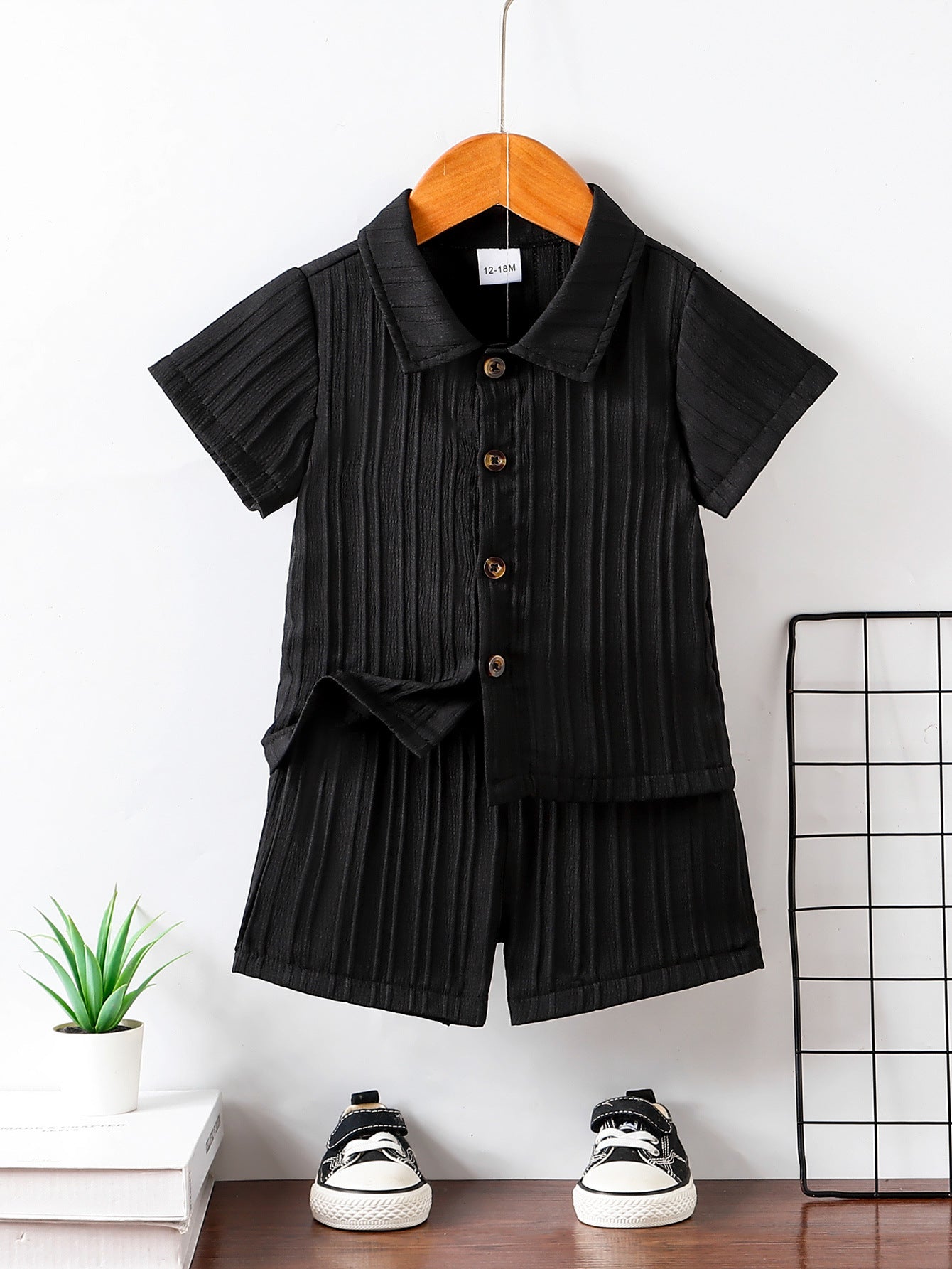Children's Summer Clothing Striped Lapel Shirt Shorts Outdoor Leisure Children's Suit