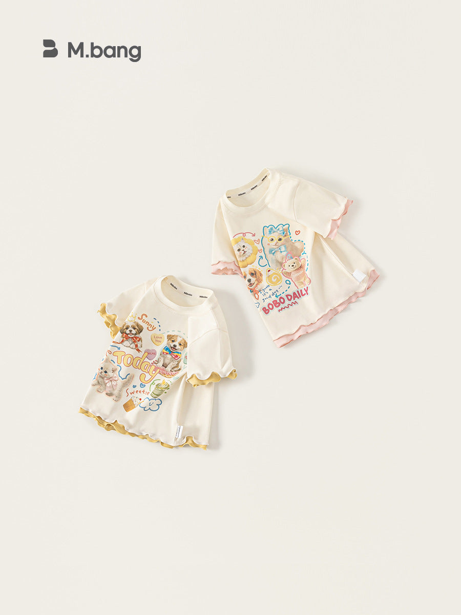 Children's Shirt Trendy Fake Two Pieces Summer Short Sleeve Children's T-shirt