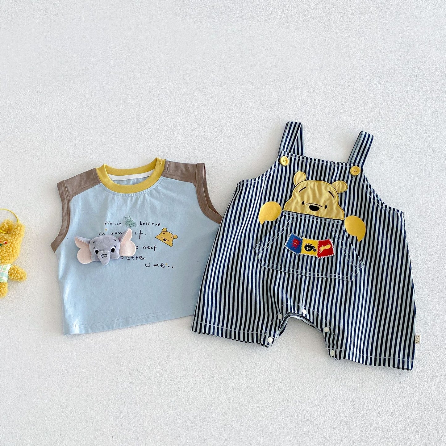 Cute Suspender Summer Boys Cartoon Bear Jeans Korean Style Children's Pants
