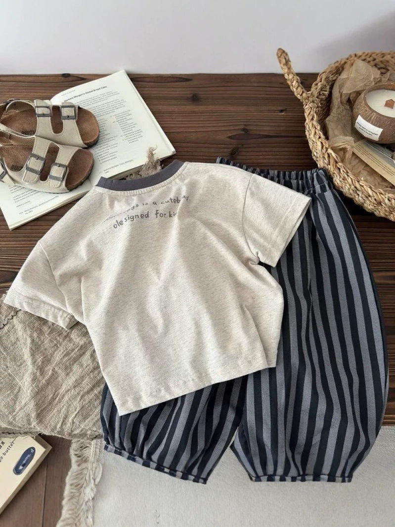 Children's Summer Short Sleeve T-shirt Western Style Children's Suit