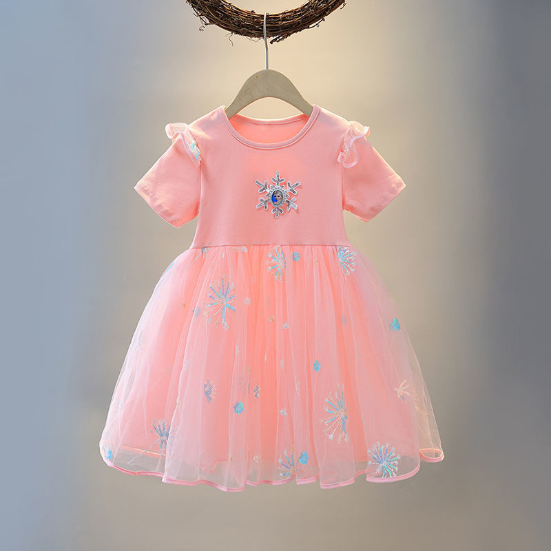 Children's Clothing Summer Princess Elsa Short-sleeved Pettiskirt Performance Children's Dress