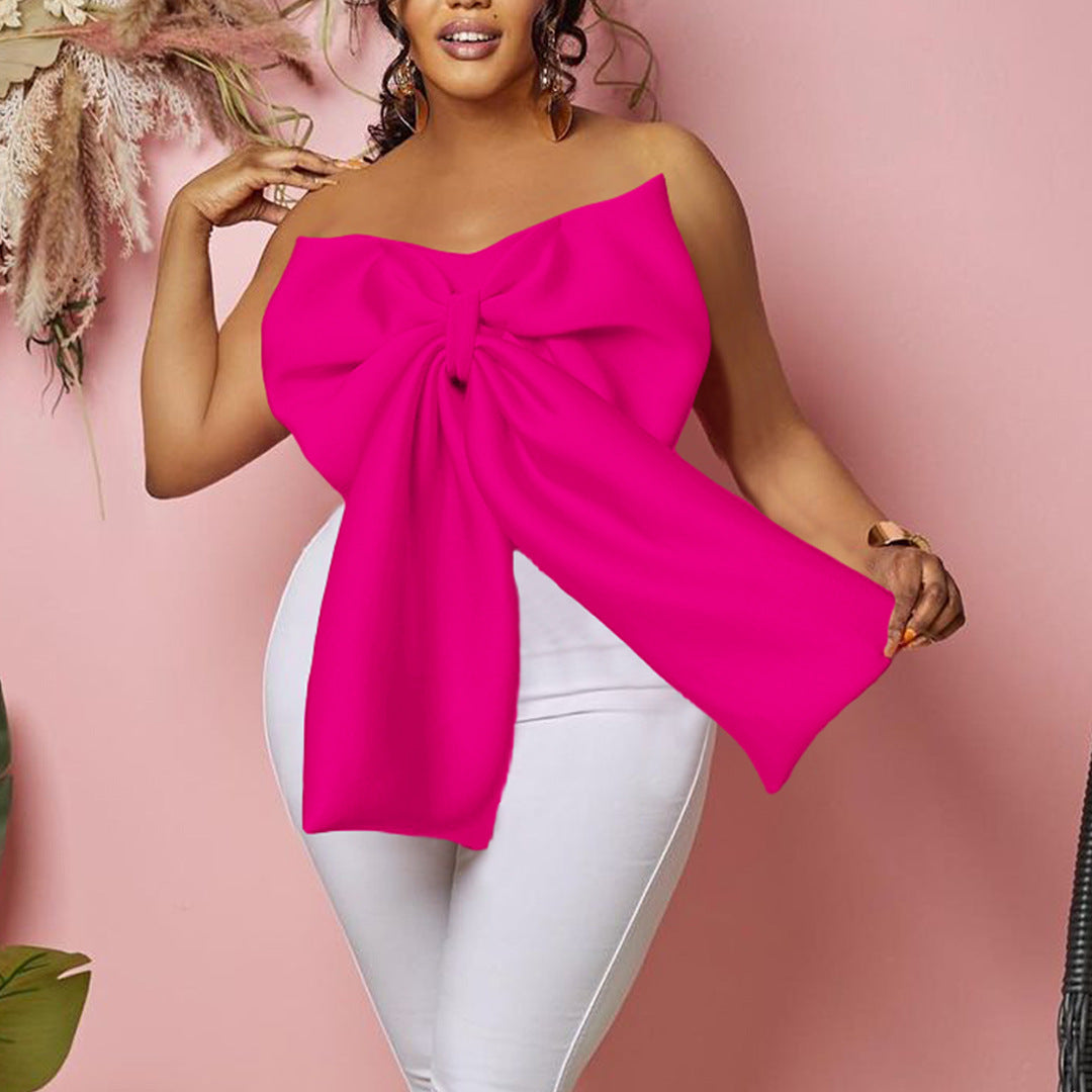 Women's Sexy Bow African Strapless Shirt Shorts