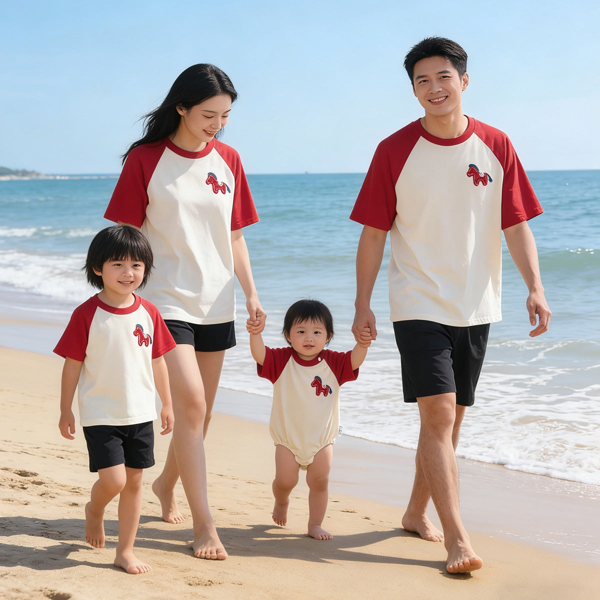 Suit Three Or Four Short-sleeved T-shirt Parent-child Outfit