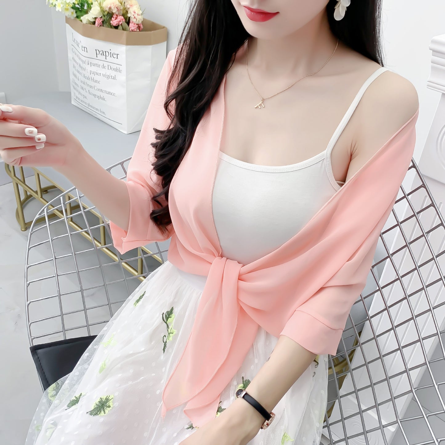 Women's Long-sleeved Korean Loose Air Conditioning Thin Blouses