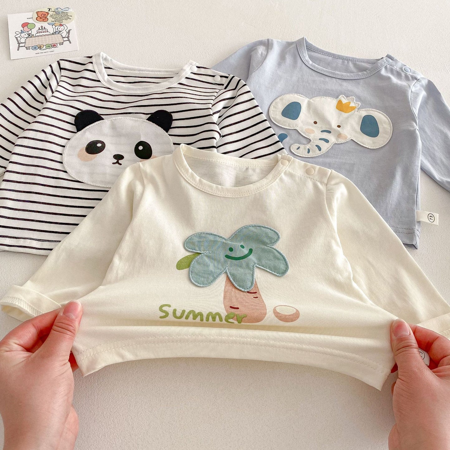 Children's Old Boy Korean Style Western Patch Bottoming Shirt Fashion Spring Children's T-shirt