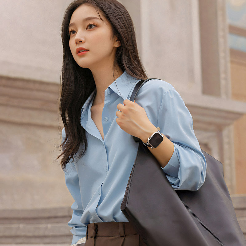 Women's Long-sleeved Shirt Korean Loose White Collar Blouse