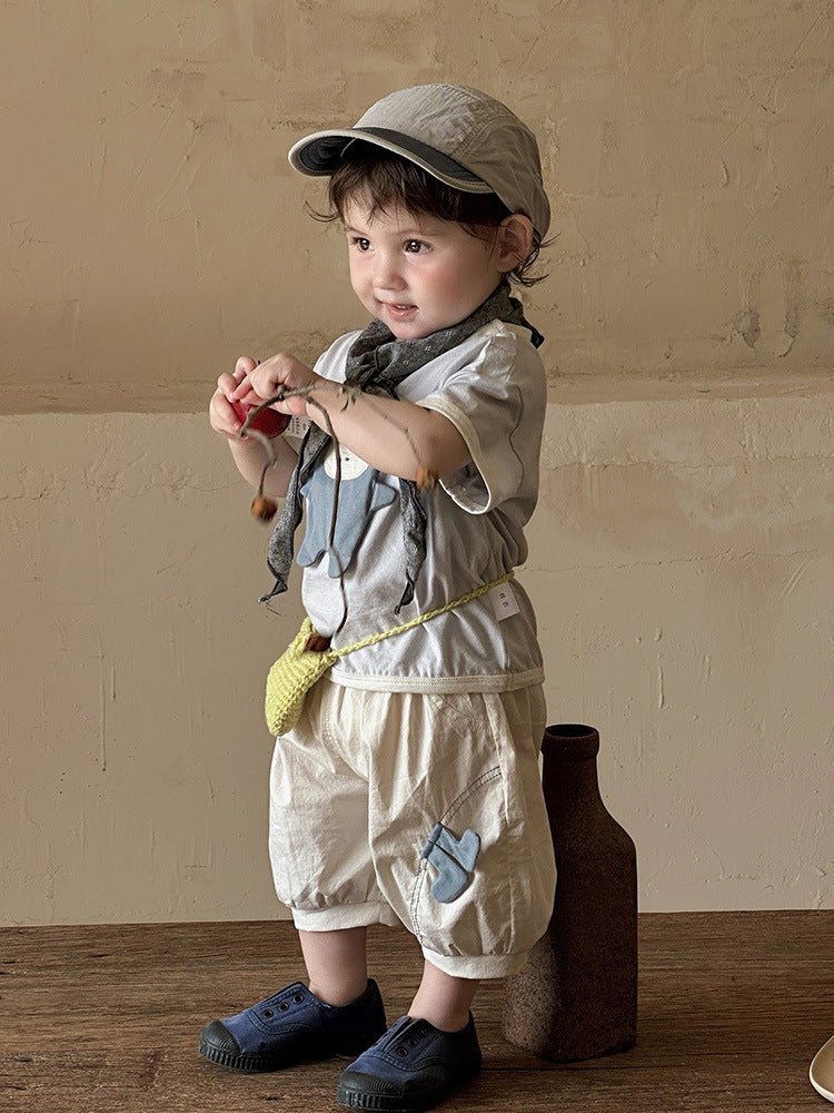 Summer Clothes Boy Cartoon T-shirt Shorts Two-piece Children's Suit