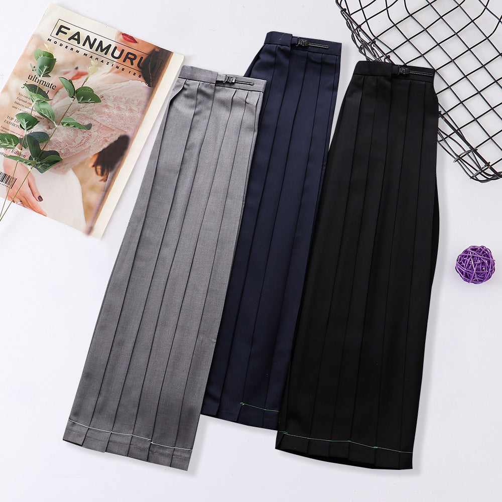 Pleated Orthodox High Waist Pocket Long Uniform