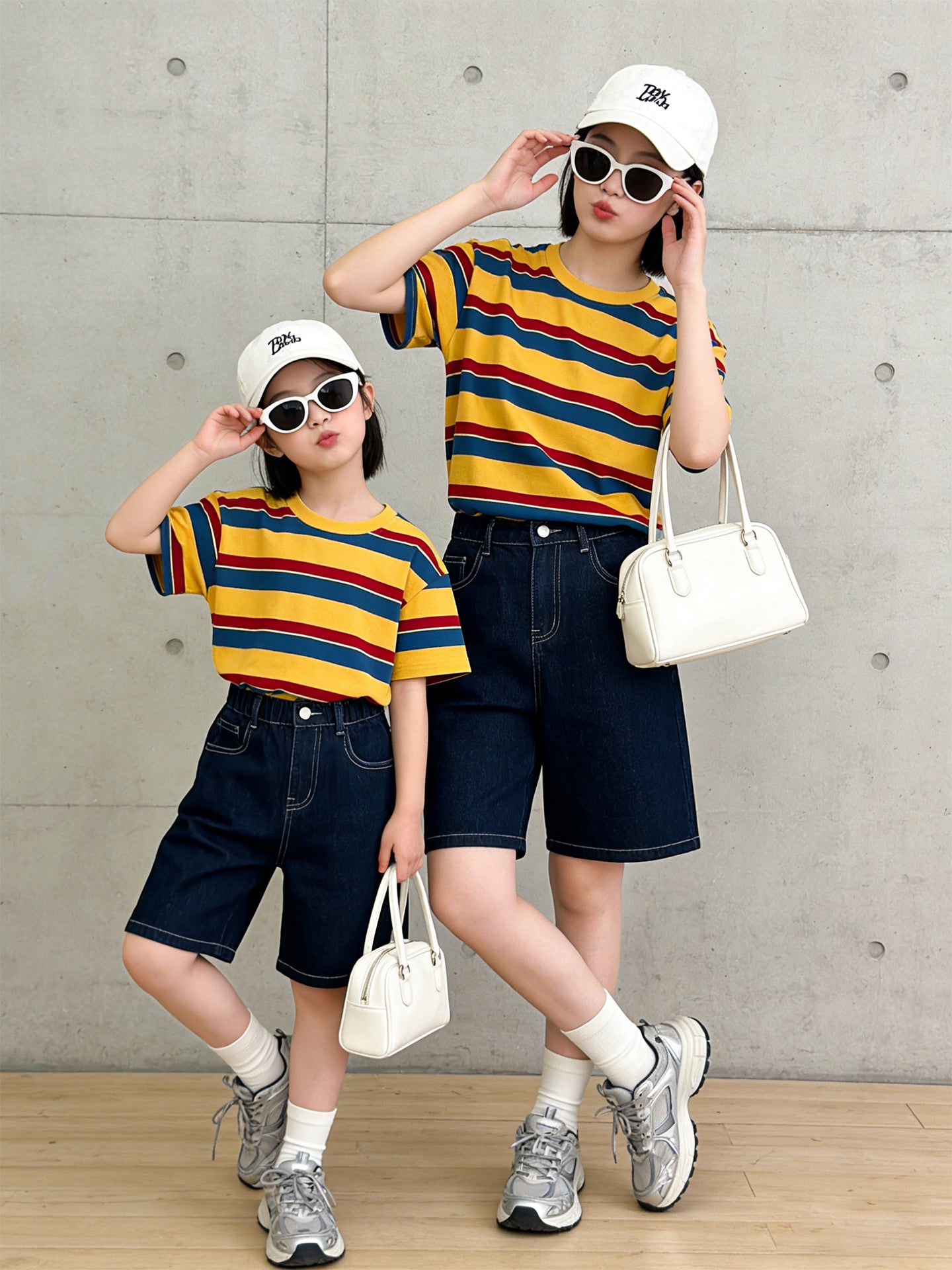 Wear Summer Pure Cotton Loose Short Sleeve Family Matching Travel Parent-child Outfit