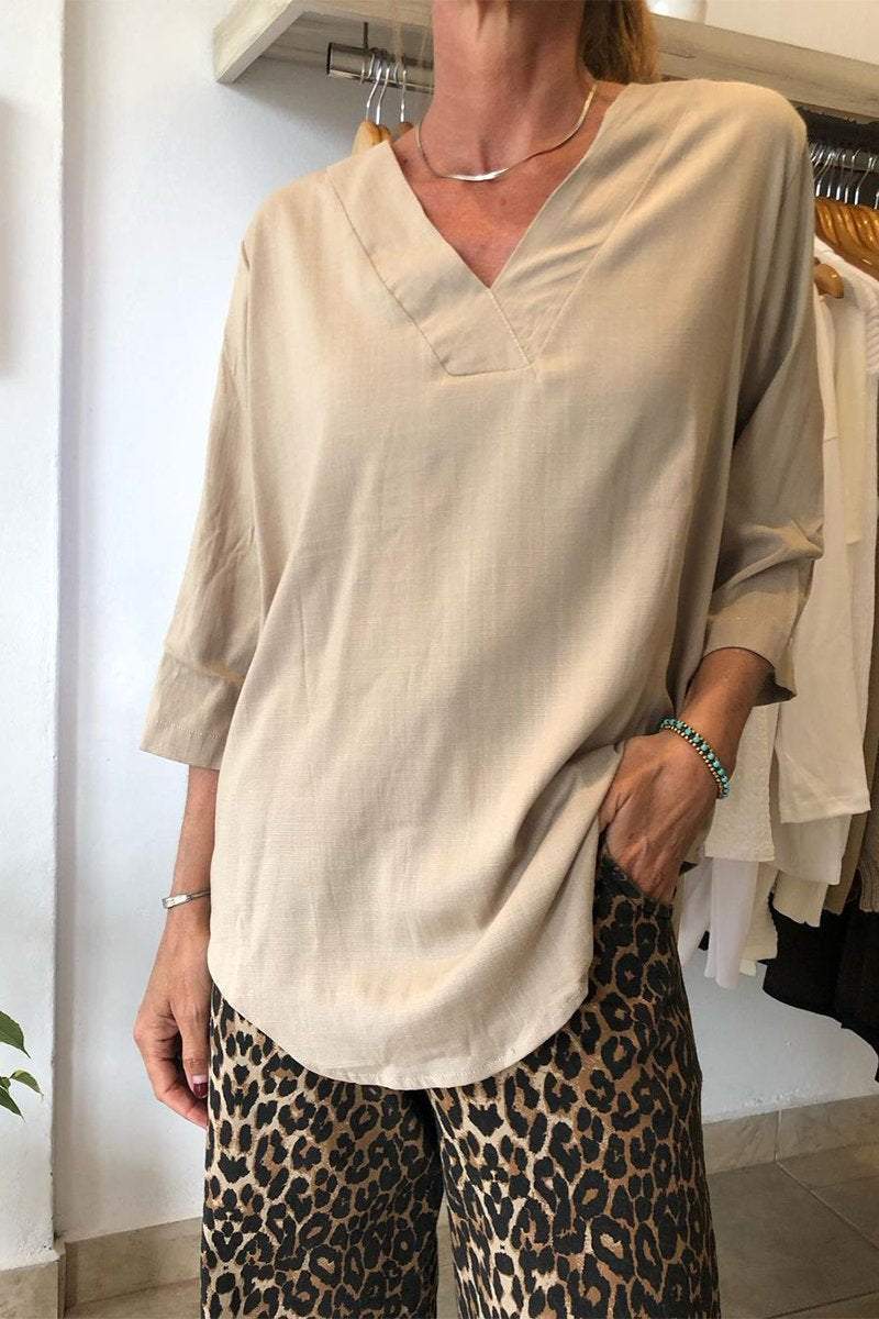 New Women's Casual Collar Solid Color Women's T-shirt