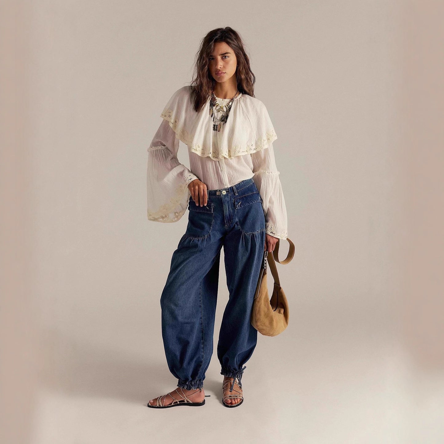 Glamorous Women's Ankle Banded Loose Retro Women's Jeans