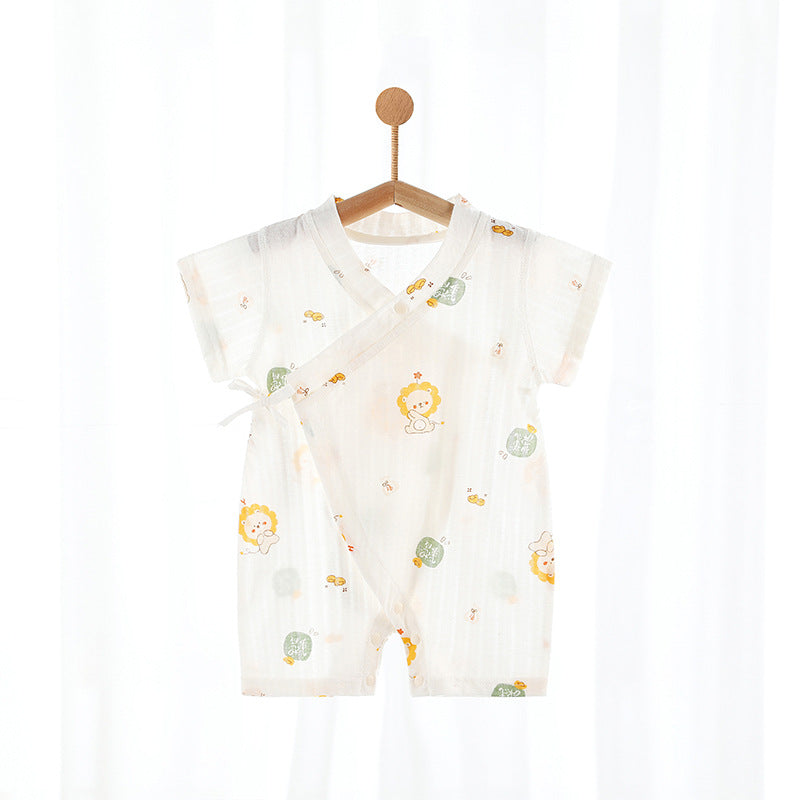 Thin Gown Cotton Jumpsuit Romper Four Sleeping Air Conditioning Pure Jumpsuit, Climbing Suit