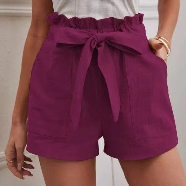 Women's Loose Linen Leisure Pocket Solid Color Large High Waist Wide Casual Pants