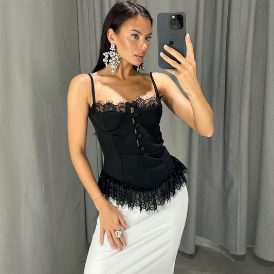 Women's Low-cut Lace Up Bra Summer Hot Outer Tops