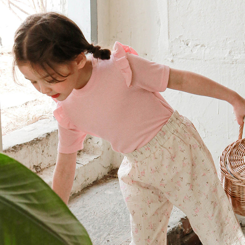 Children's Summer Strawberry Shan Clothing Solid Color Children's T-shirt