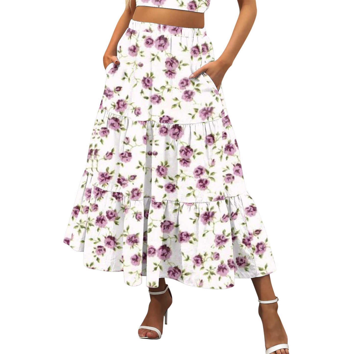 Versatile Attractive Printed Long Temperament Commute Skirt