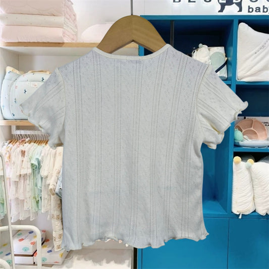 Children's Style Clothing Summer Wooden Ear Simple Short-sleeved Bottoming Children's T-shirt