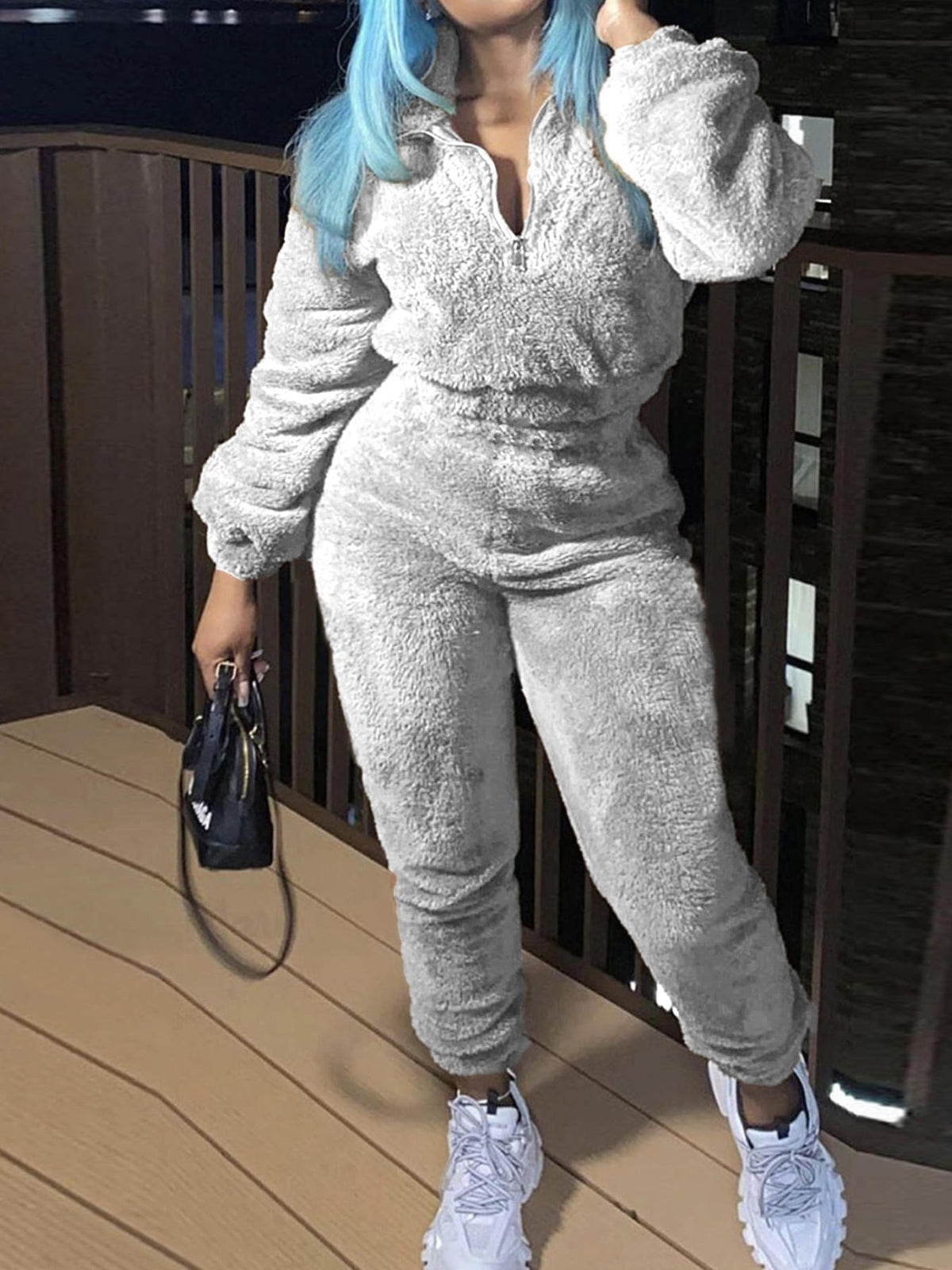 Women's Solid Color Long-sleeved Trousers Plush Fashion Casual Suit