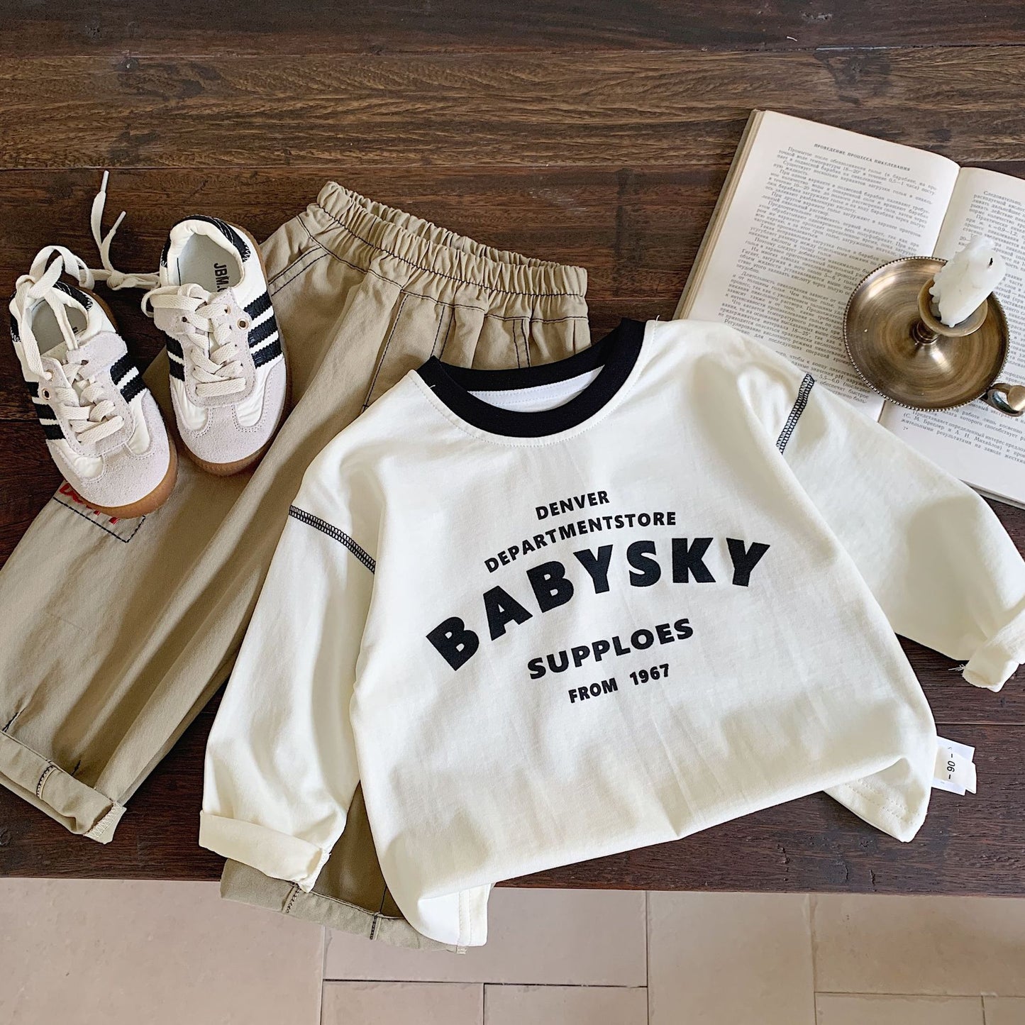 Children's Casual Bottoming Shirt Letters Printed Long-sleeved Top Children's T-shirt