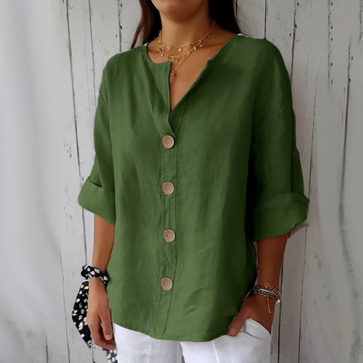 Women's Casual Cotton Linen Solid Color Breasted Plus Size