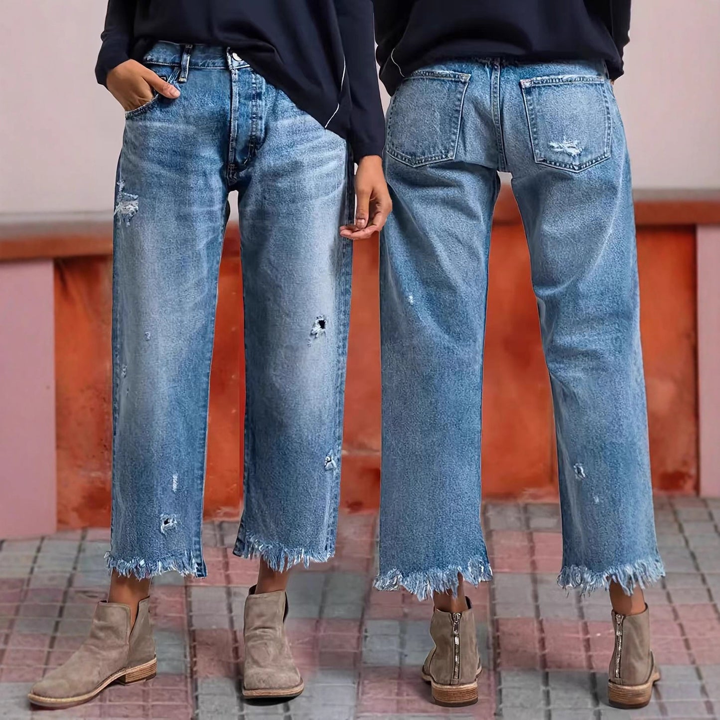 Charming Unique Beautiful Women's Ripped Straight Women's Jeans
