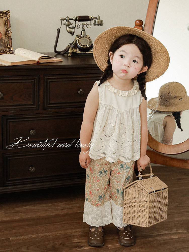 Children's Shirt Summer Fashion Jacquard Flower Ear Collar Breathable Children's T-shirt