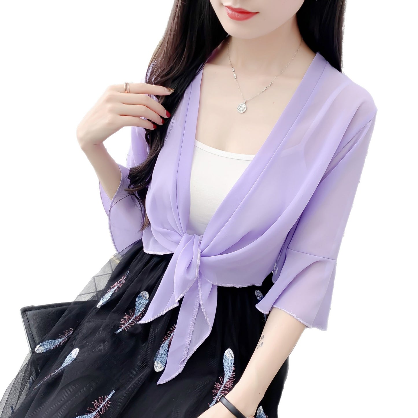 Women's Cape Small Sun Protection Tulle Sling Lace Shirt, Chiffon Shirt