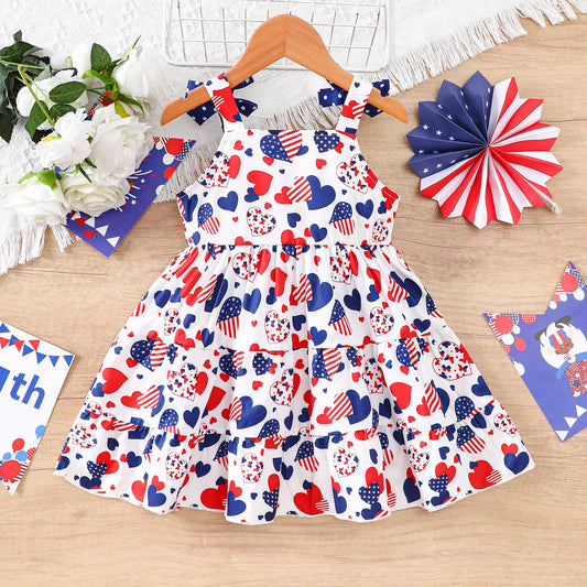 Day Love Stars Stripes Full Printed Children's Dress