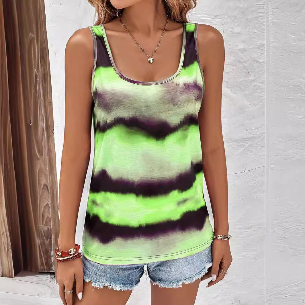 Women's Printed Sleeveless Loose Fashion Trend Stripes Vests