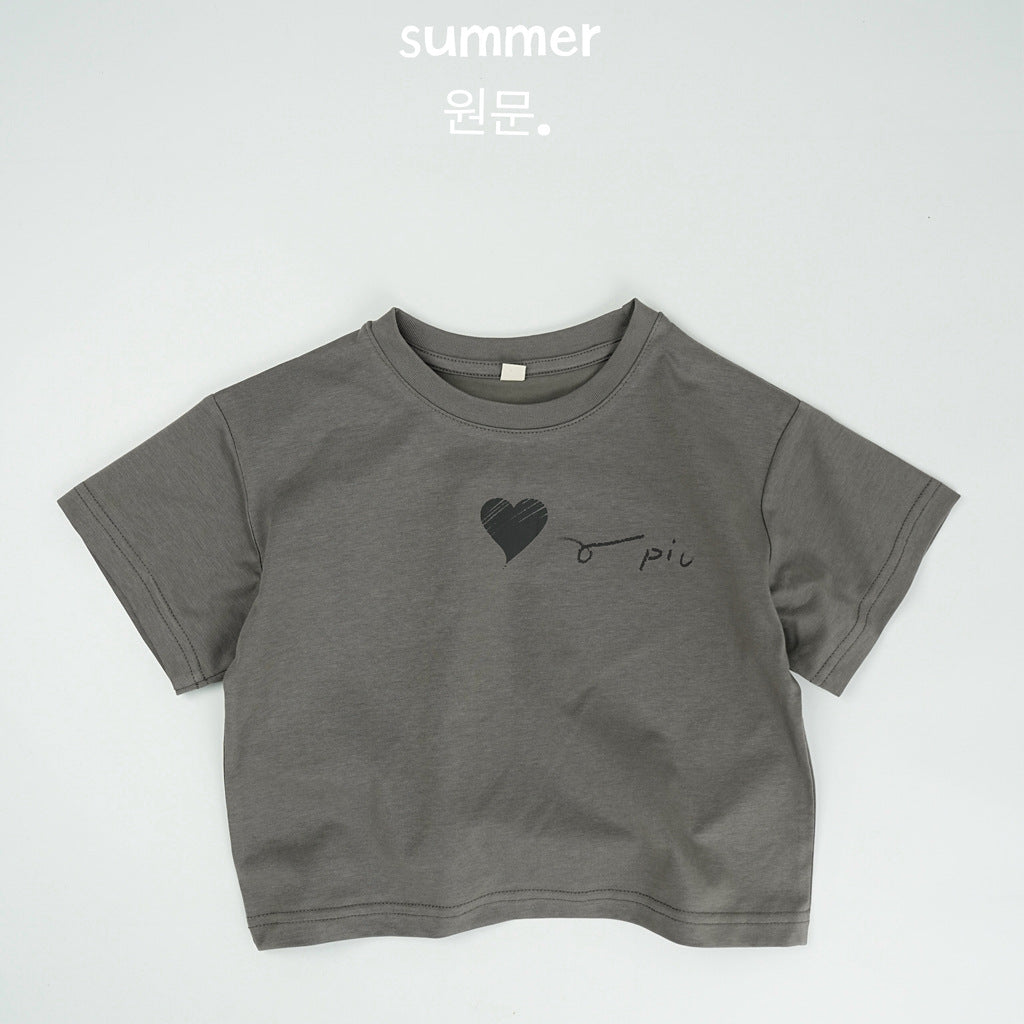 Children's Half Sleeve Korean Style Summer Love Shirt Thin Children's T-shirt