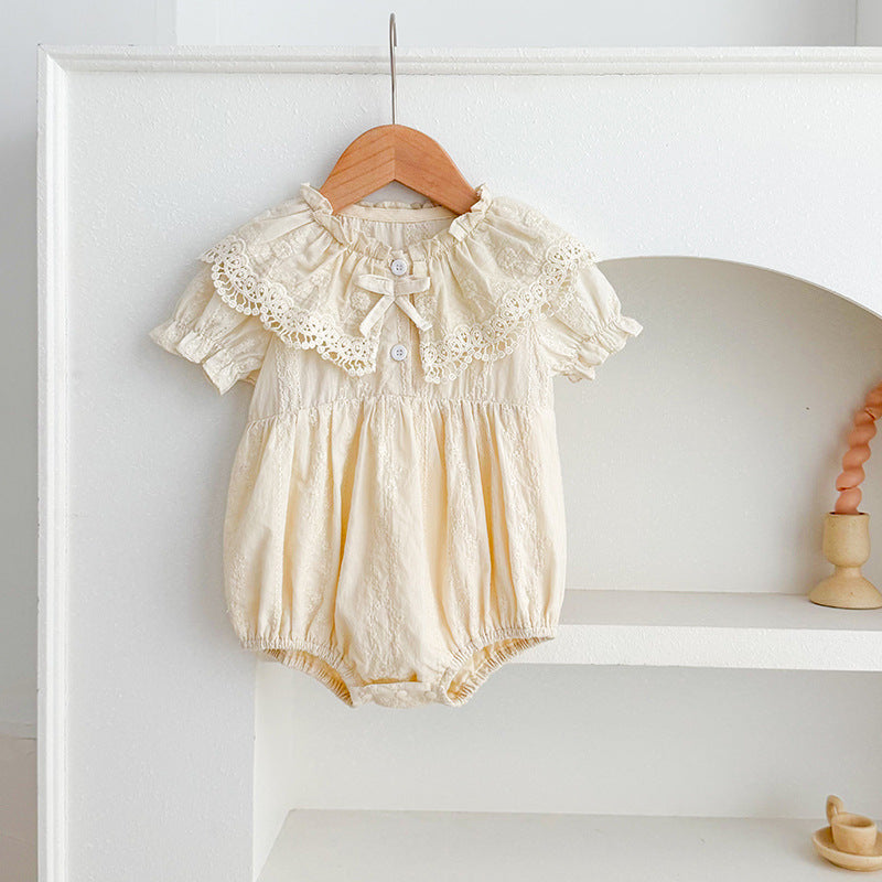 Lapel Lace Romper Princess Sisters Outfit Children's Dress