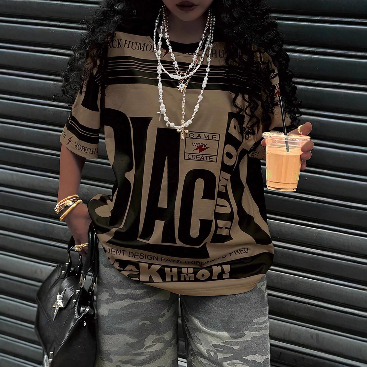 Women's Extra Marked Sports Casual Elegant Style Large Size T-shirt