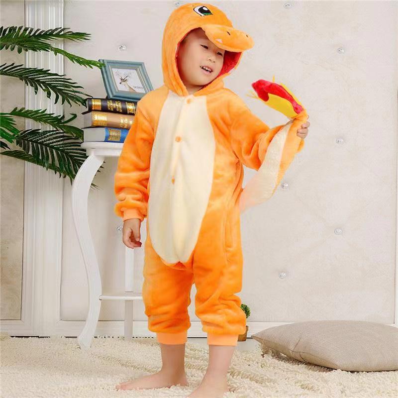 Children's Black Cat Leopard Print Flannel Cartoon One-piece Pajama Jumpsuit, Climbing Suit