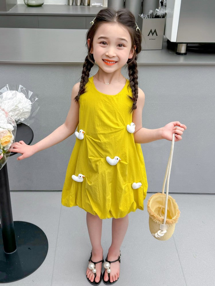 Summer Fashionable Red Bud Skirt Sleeveless Children's Dress