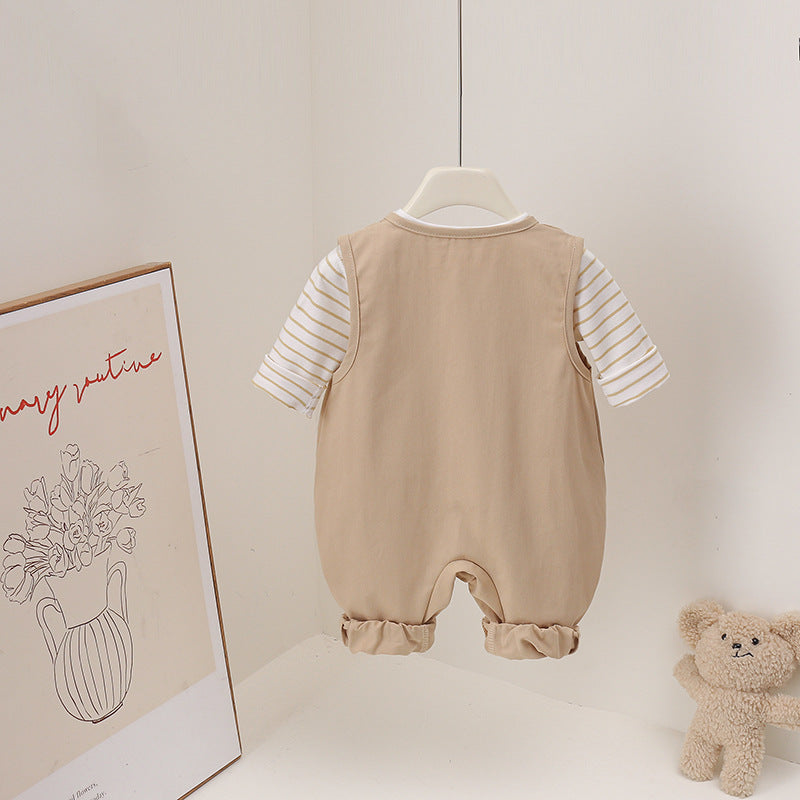 Double Bears Wide Shoulder Suspender Western Style Leisure Daily Jumpsuit, Climbing Suit