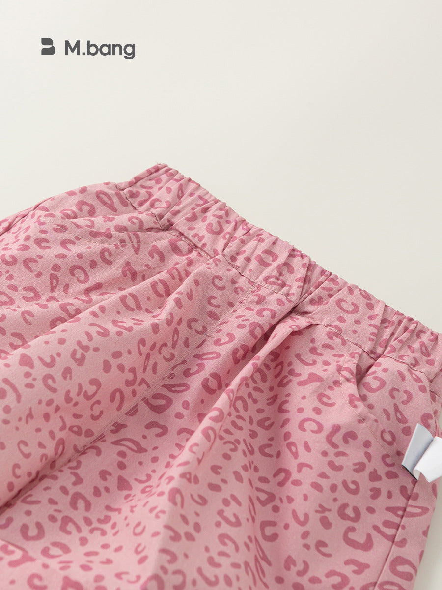 Children's Pink Leopard Print Hot Loose Fashionable Outer Children's Pants