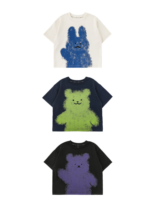 Children's Boy's Cartoon Printed Summer Rib Refreshing Casual Children's T-shirt