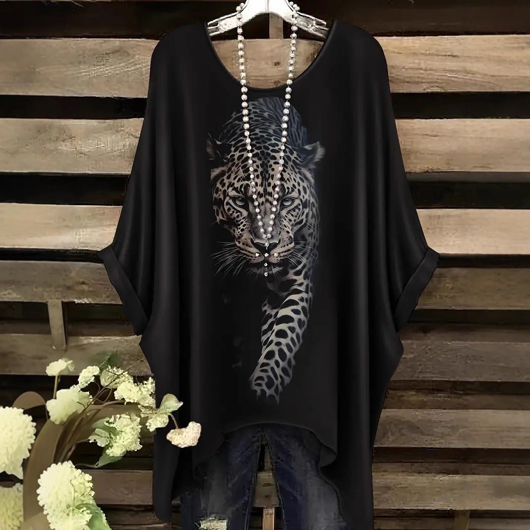 Glamorous Women's Mid-length Printed Comfortable Casual Large Size T-shirt