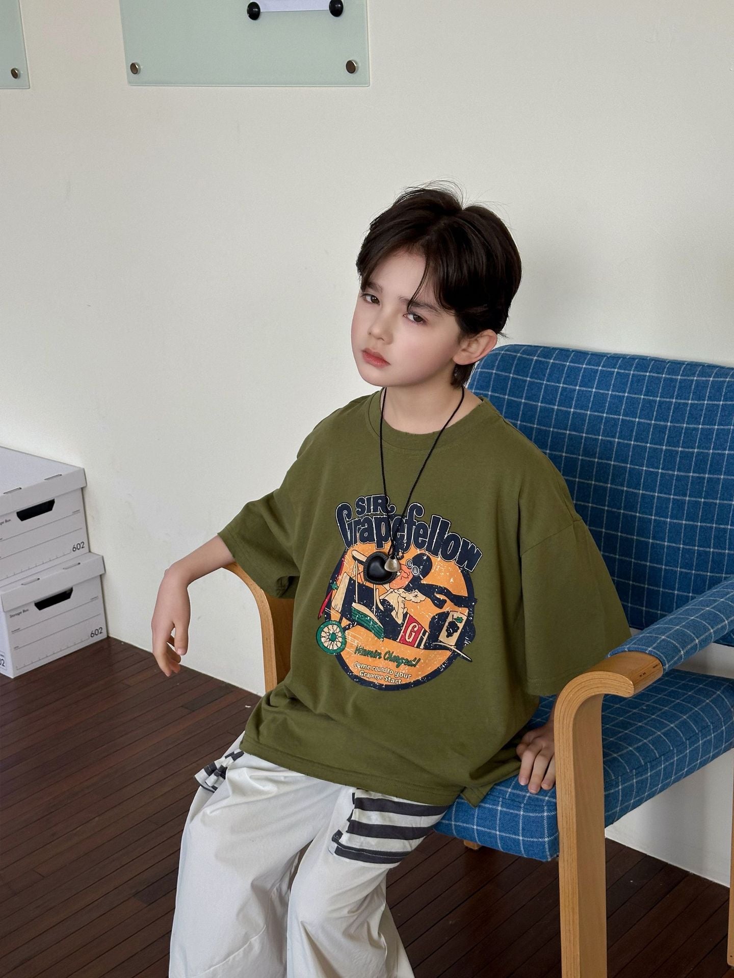 Children's Retro Fashion Cotton Top Loose Printed Summer Children's T-shirt