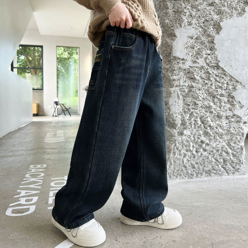 Children's Loose Jeans Plus Size Green Little Children's Pants