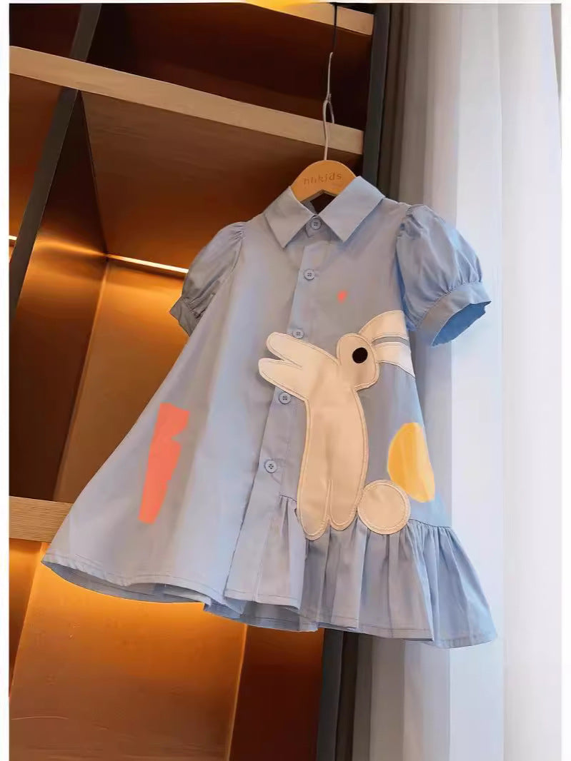 Korean Style Shirt Little Cute Bunny Short Children's Dress
