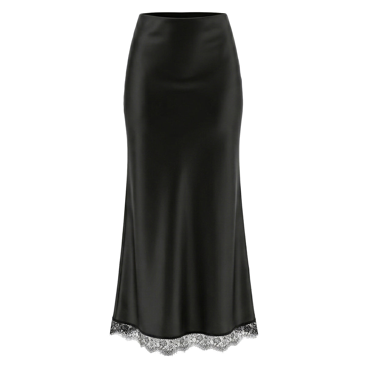 Lace Satin High Waist Elastic A- Skirts